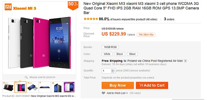 Purchase Xiaomi on Aliexpress