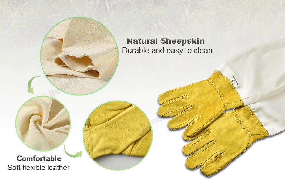 sheepskin beekeeping gloves